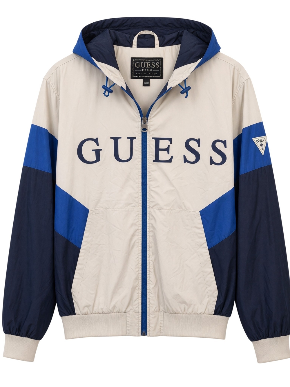 GUESS Men’s Colorblock Hooded Windbreaker Jacket - Size L